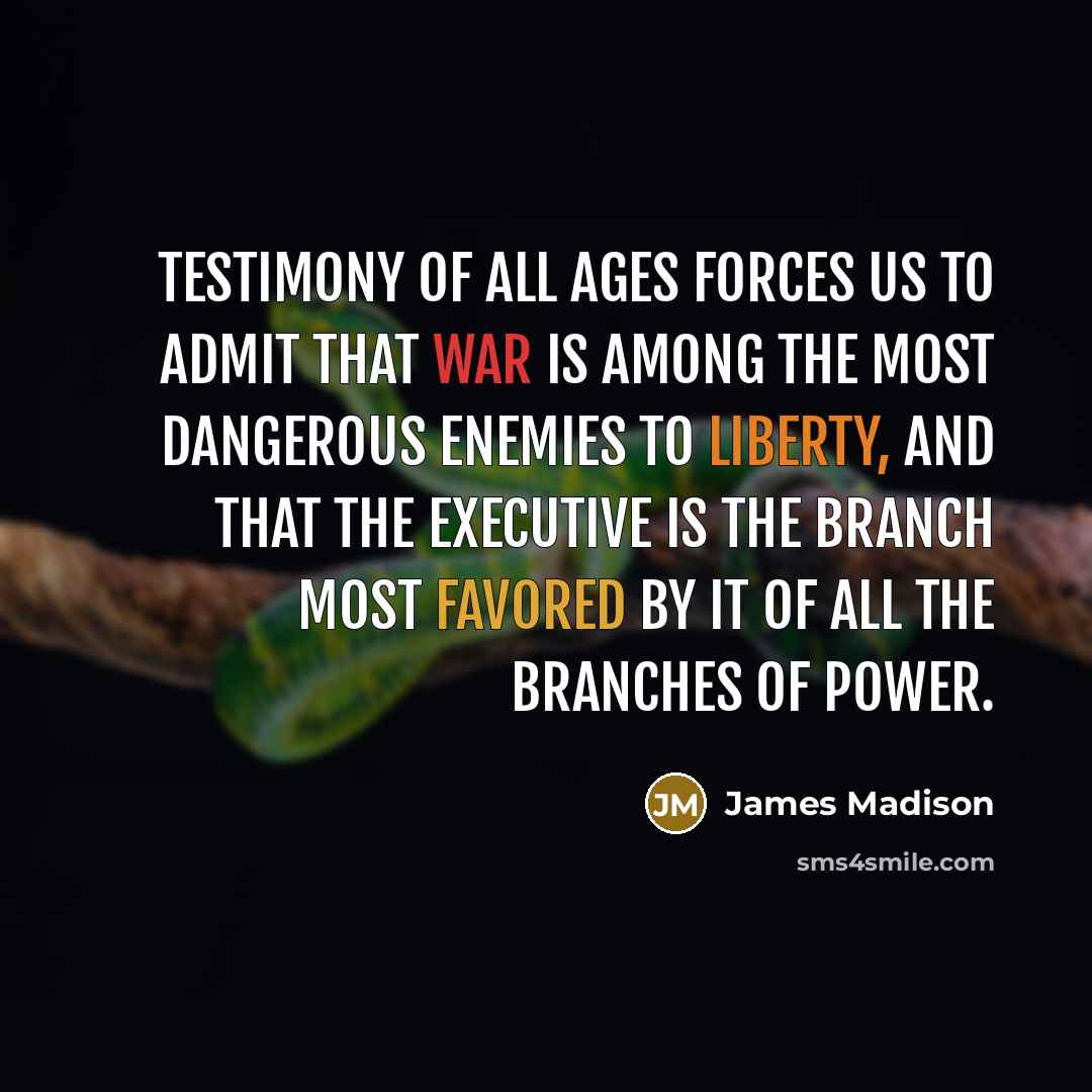 “Testimony of all ages forces us to admit that war…” quote by James Madison