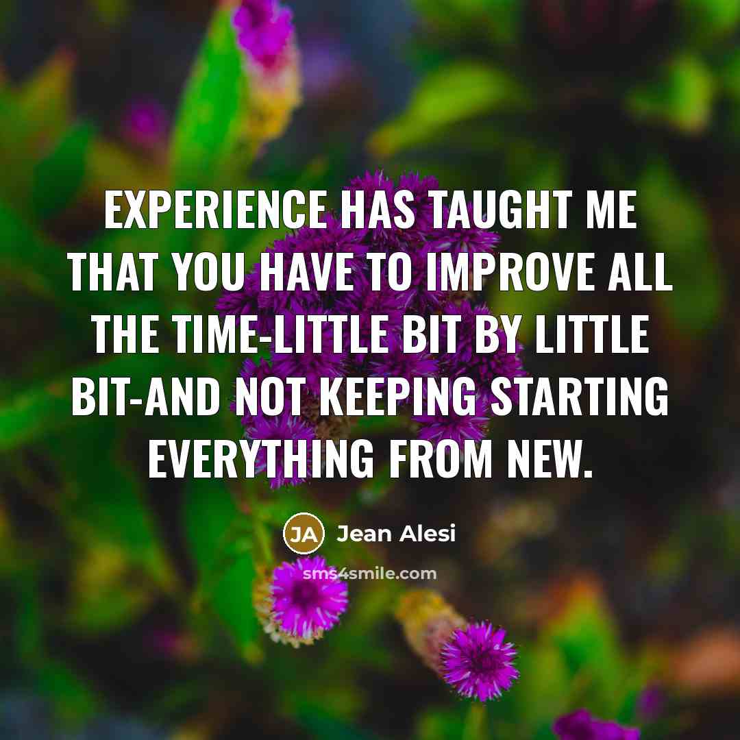 “Experience has taught me that you have to improve all the time-little bit by little bit-and not keeping starting everything from new.” quote by Jean Alesi