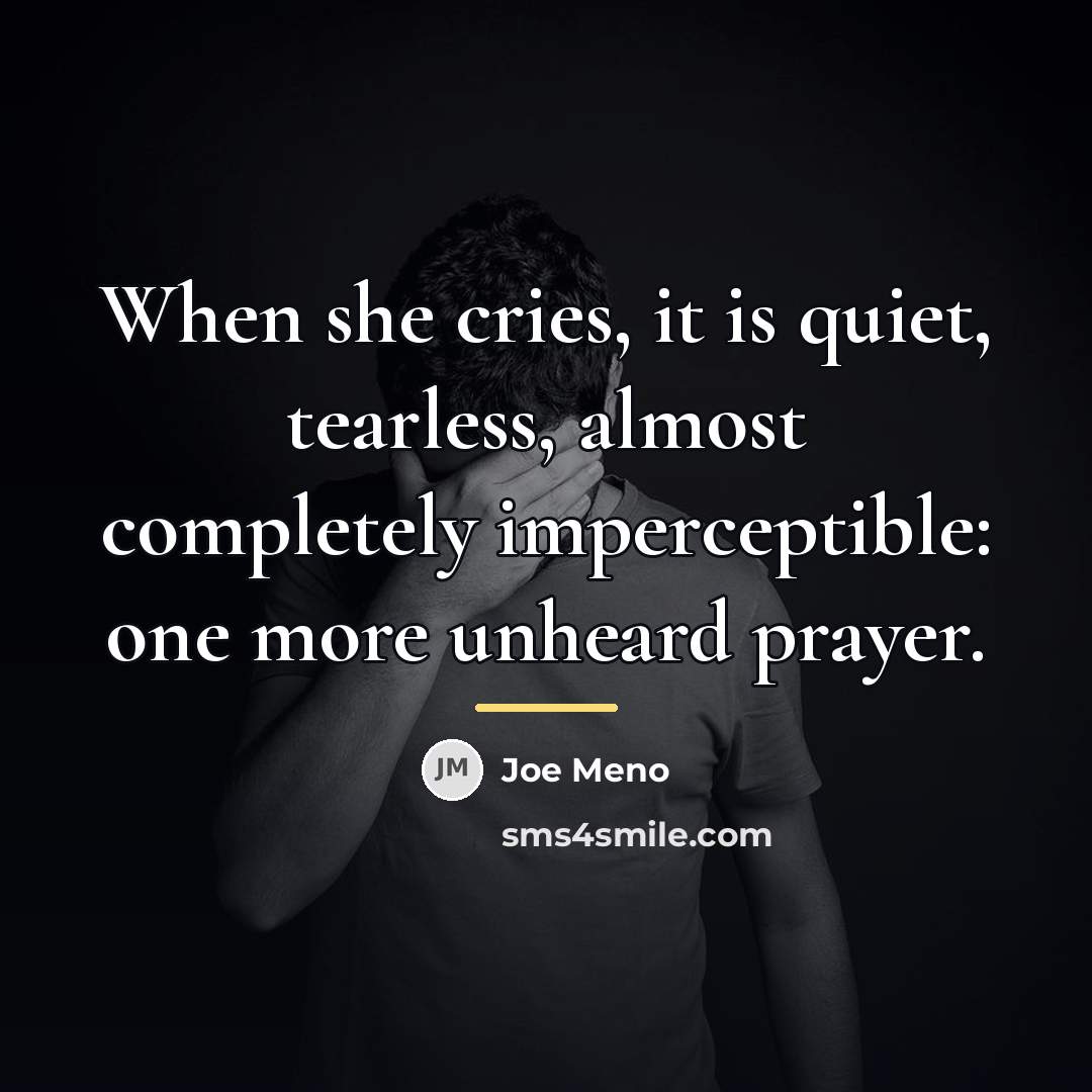 “When she cries, it is quiet, tearless, almost completely imperceptible:…” quote by Joe Meno