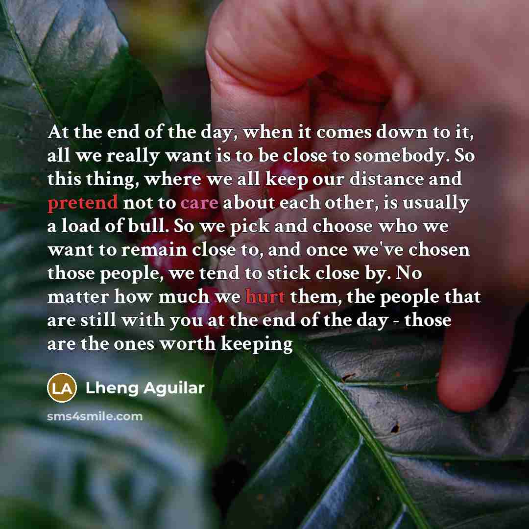 “At the end of the day, when it comes down…” quote by Lheng Aguilar