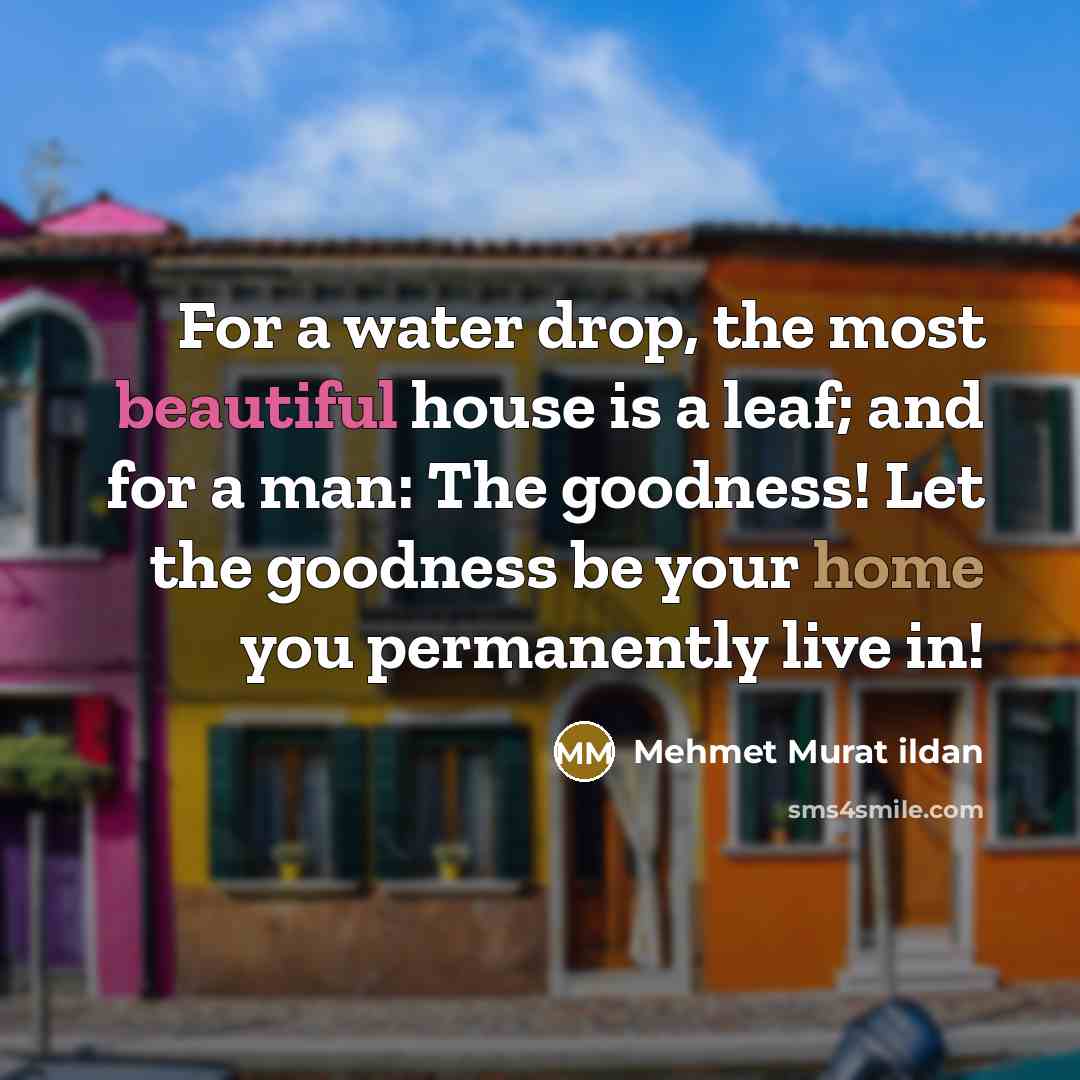 “For a water drop, the most beautiful house is a…” quote by Mehmet Murat Ildan