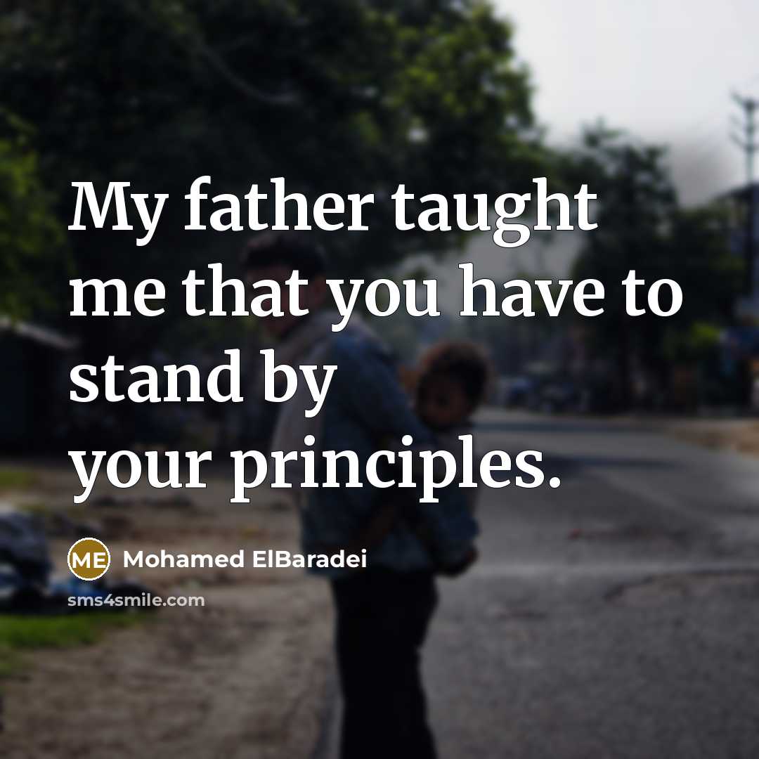 “My father taught me that you have to stand by…” quote by Mohamed ElBaradei