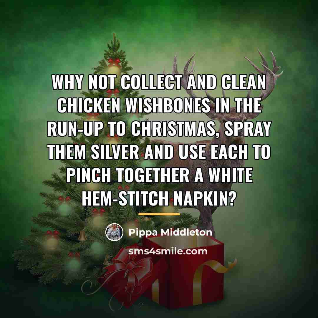“Why not collect and clean chicken wishbones in the run-up…” quote by Pippa Middleton