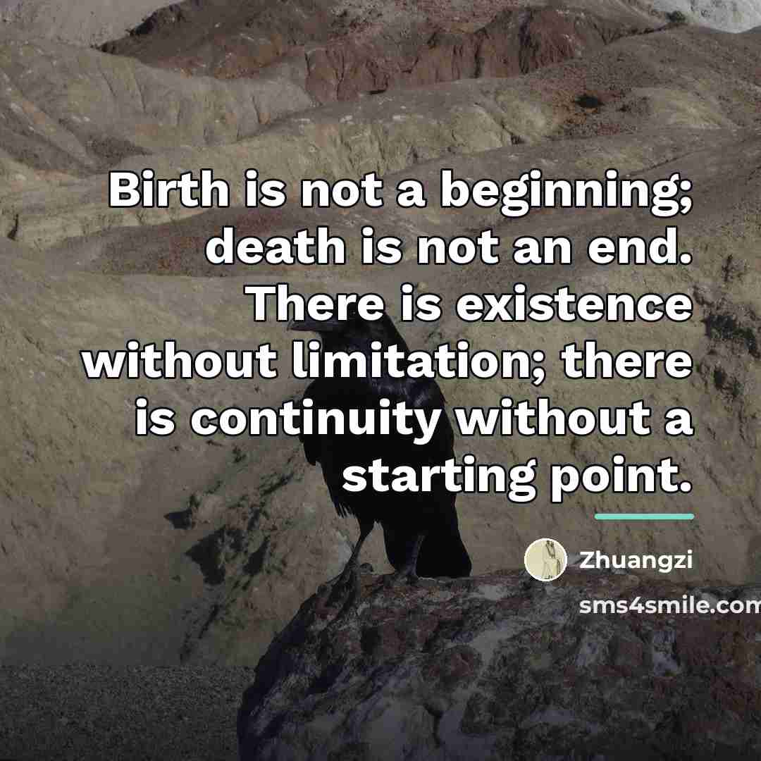 “Birth is not a beginning; death is not an end.…” quote by Zhuangzi