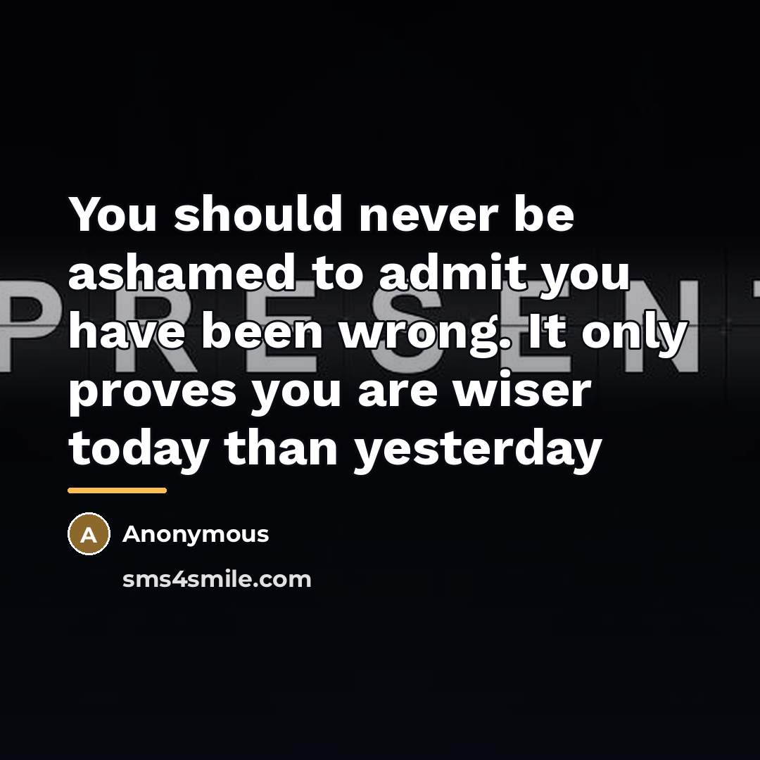 “You should never be ashamed to admit you have been…” quote by Anonymous