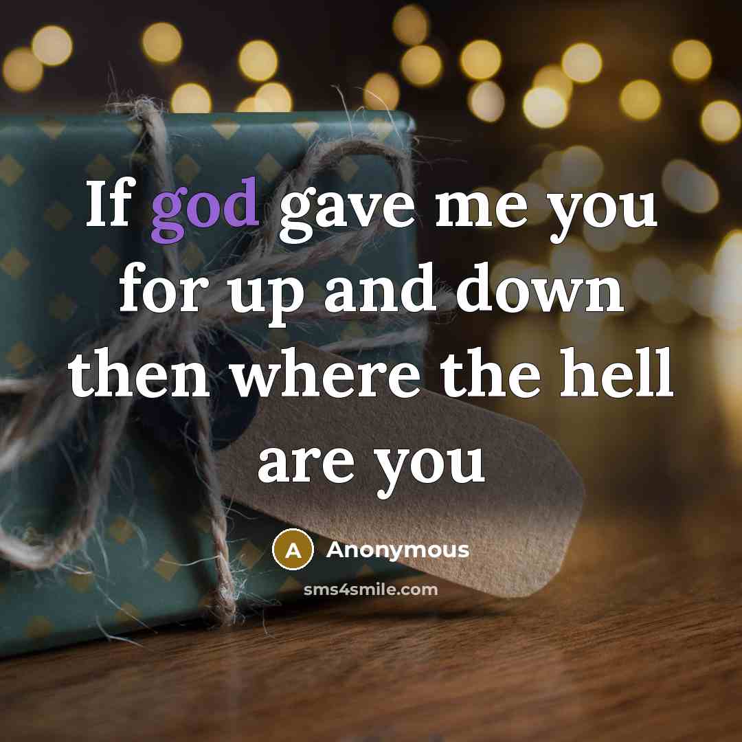 “If god gave me you for up and down then where the hell are you” quote by Anonymous
