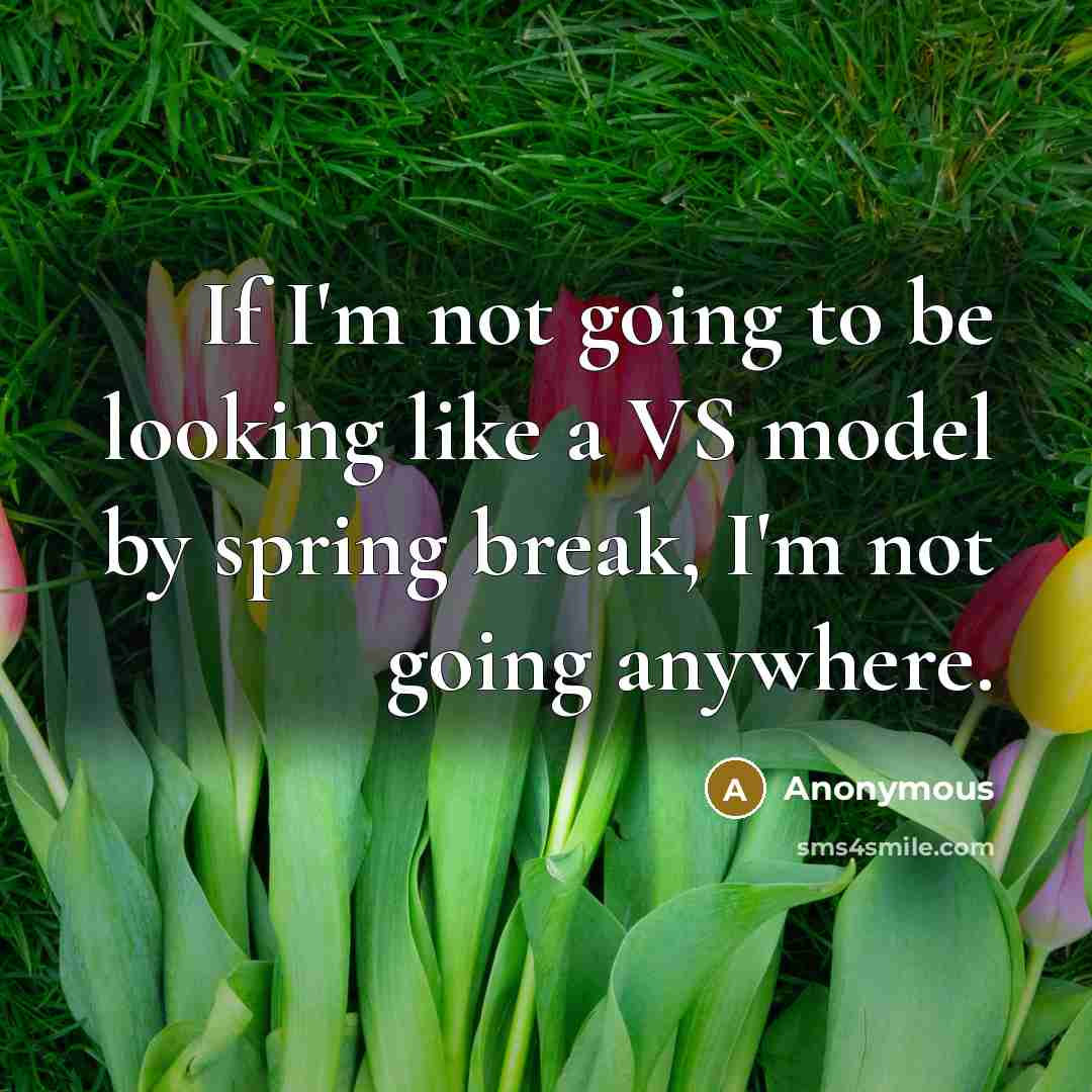 “If I'm not going to be looking like a VS model by spring break, I'm not going anywhere.” quote by Anonymous