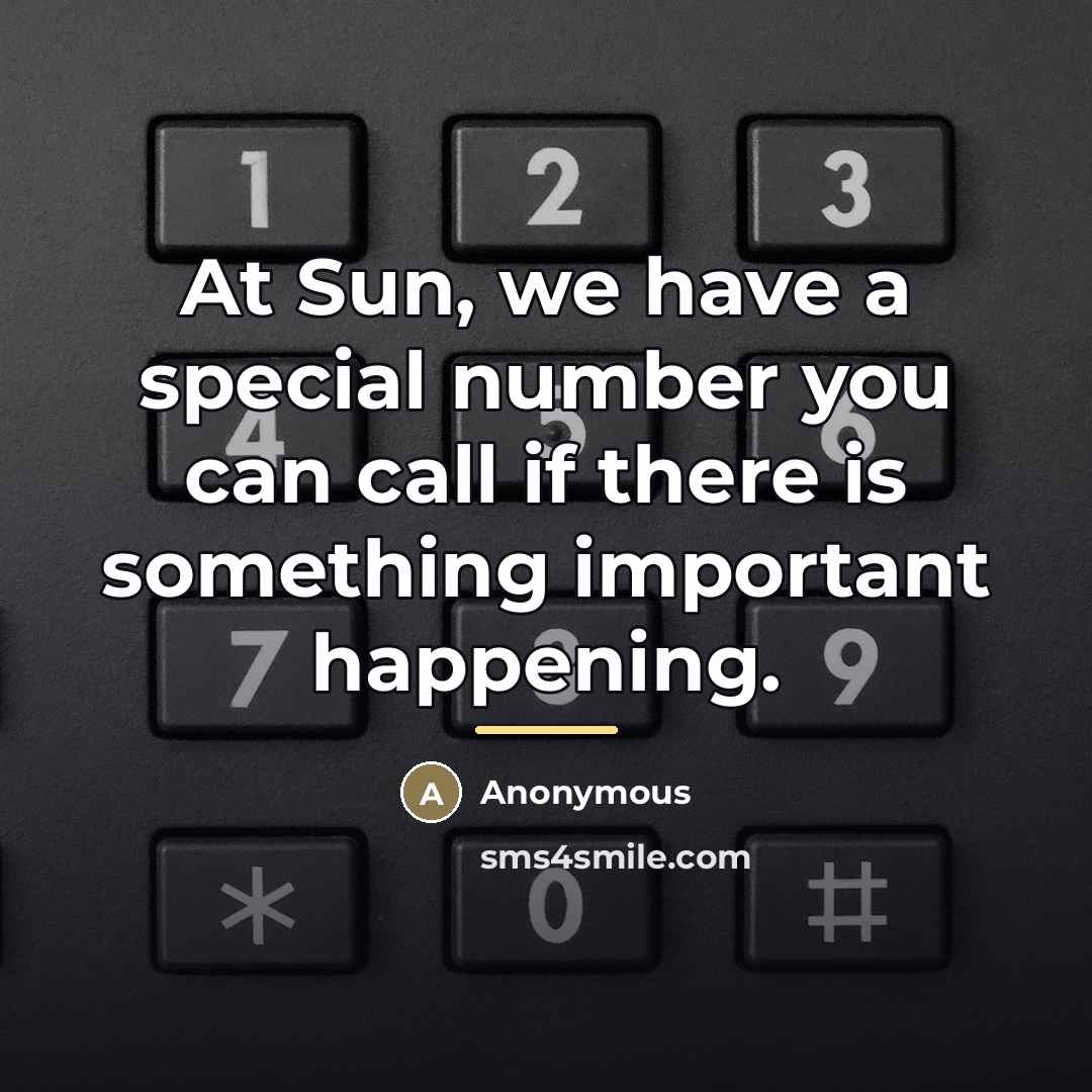 “At Sun, we have a special number you can call…” quote by Anonymous