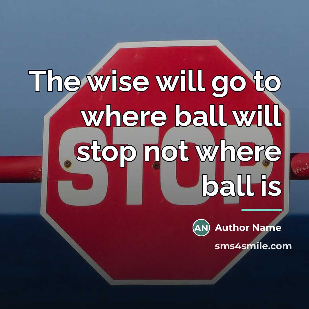 “The wise will go to where ball will stop not…” quote by Author Name
