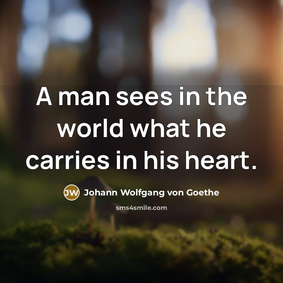 “A man sees in the world what he carries in…” quote by Johann Wolfgang von Goethe