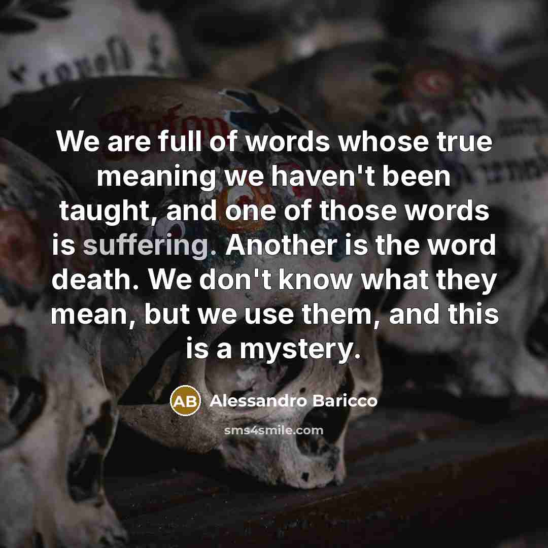 “We are full of words whose true meaning we haven't…” quote by Alessandro Baricco