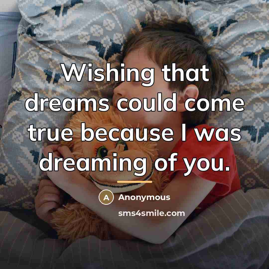 “Wishing that dreams could come true because I was dreaming…” quote by Anonymous