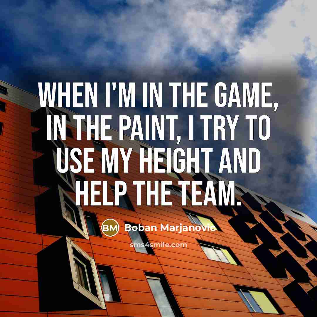 “When I'm in the game, in the paint, I try…” quote by Boban Marjanovic