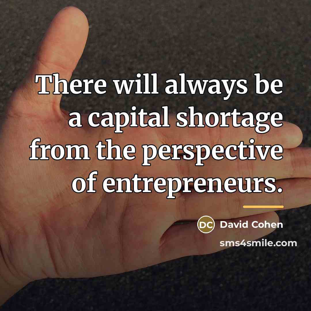 “There will always be a capital shortage from the perspective…” quote by David Cohen