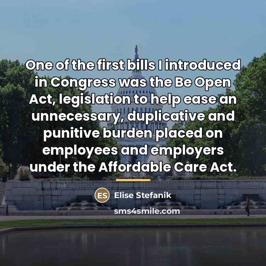 “One of the first bills I introduced in Congress was…” quote by Elise Stefanik