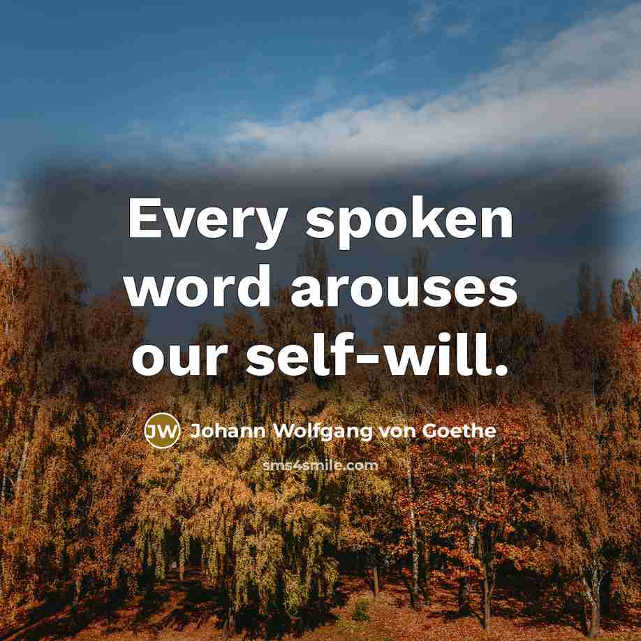 “Every spoken word arouses our self-will.…” quote by Johann Wolfgang von Goethe