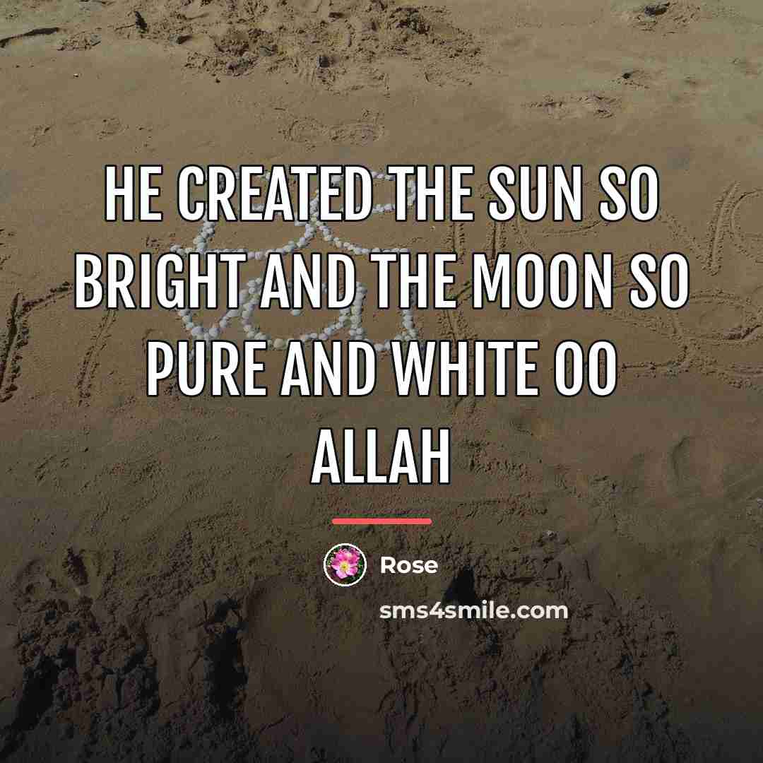 “He created the sun so bright And the moon so…” quote by Rose