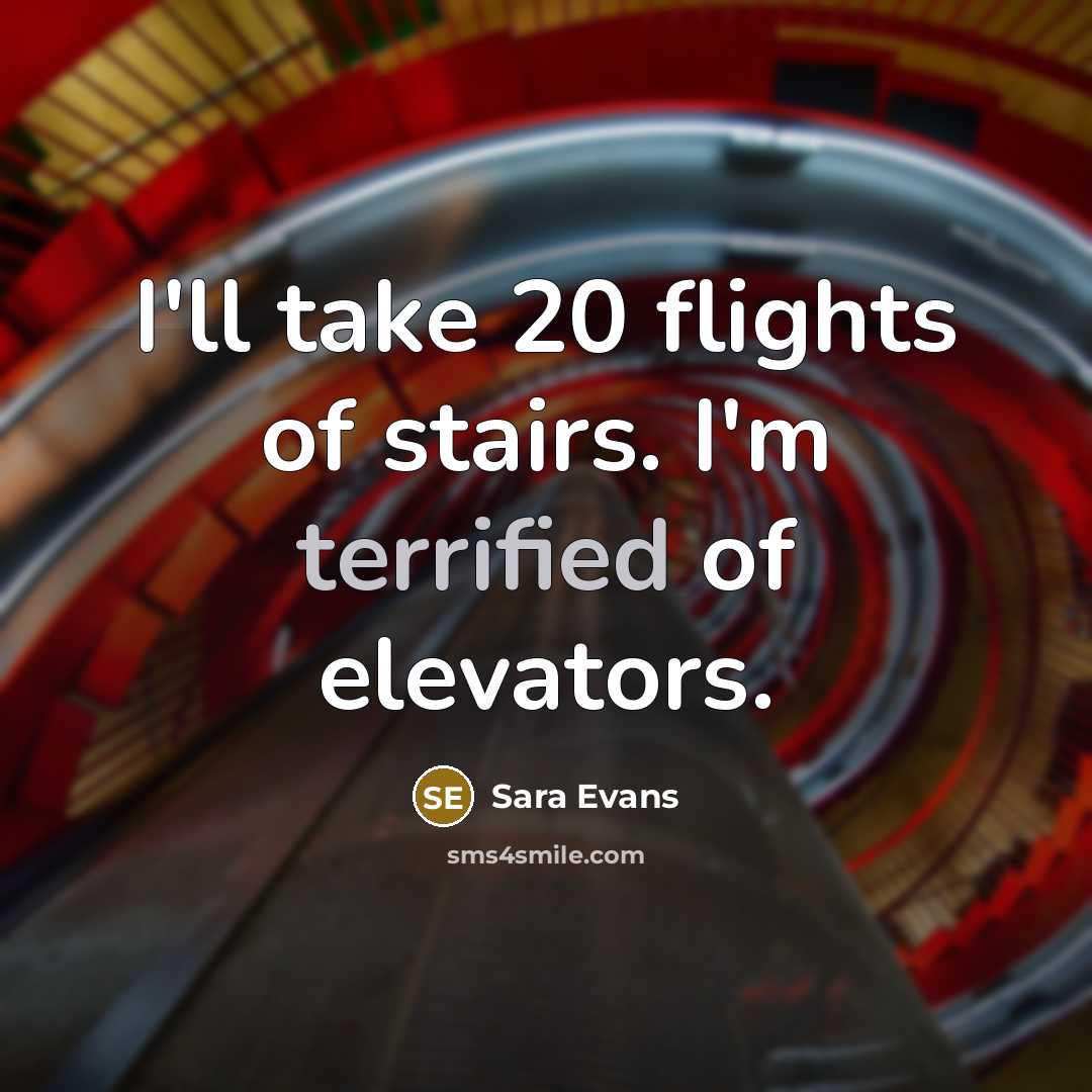 “I'll take 20 flights of stairs. I'm terrified of elevators.…” quote by Sara Evans