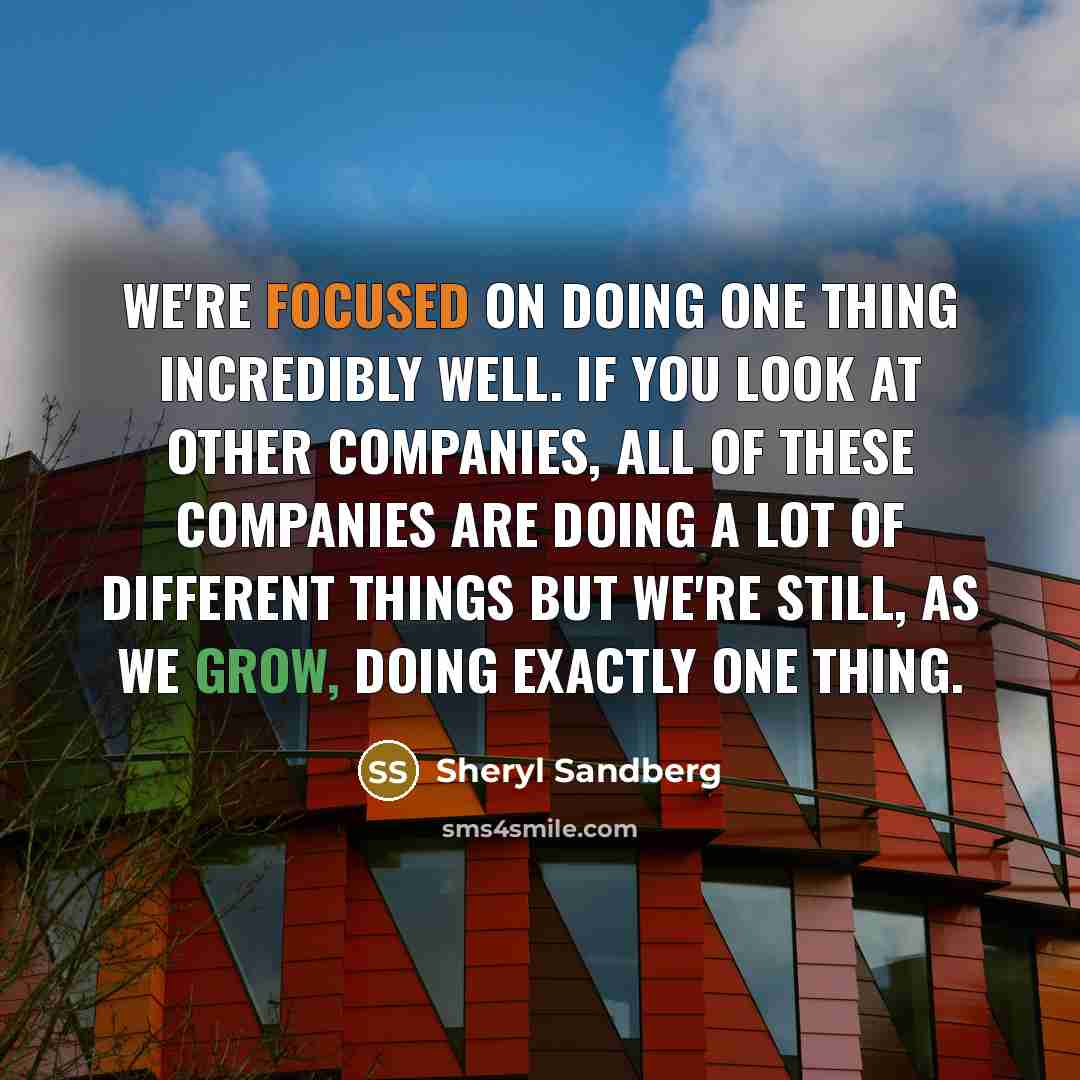 “We're focused on doing one thing incredibly well. If you…” quote by Sheryl Sandberg