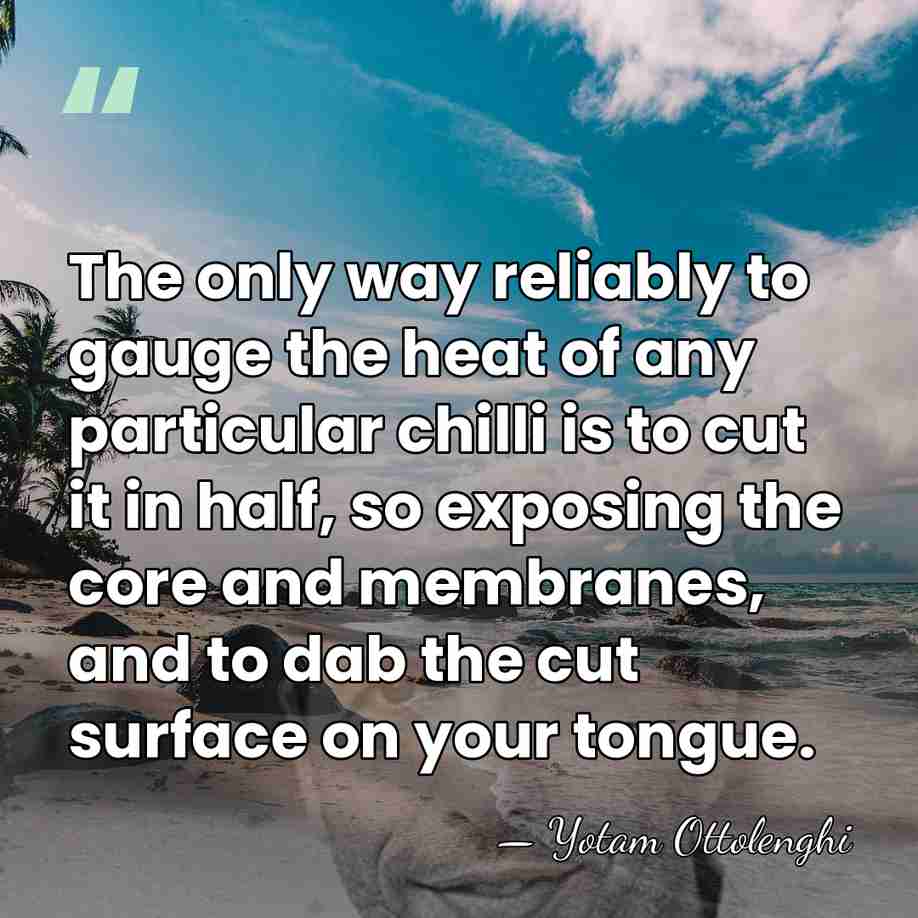 The only way reliably to gauge the heat of any particular chilli&hellip; - Yotam Ottolenghi