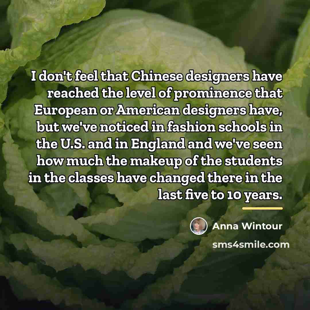 “I don't feel that Chinese designers have reached the level…” quote by Anna Wintour