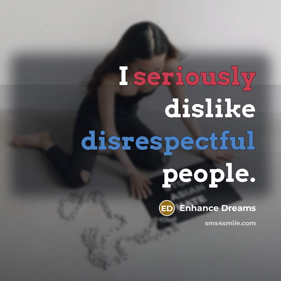“I seriously dislike disrespectful people.” quote by Enhance Dreams