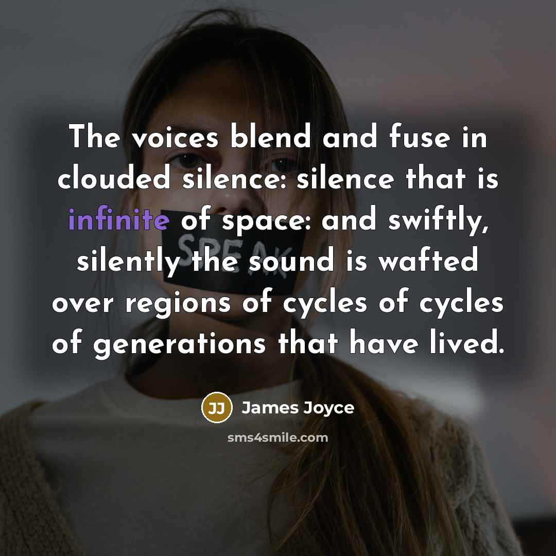 “The voices blend and fuse in clouded silence: silence that…” quote by James Joyce