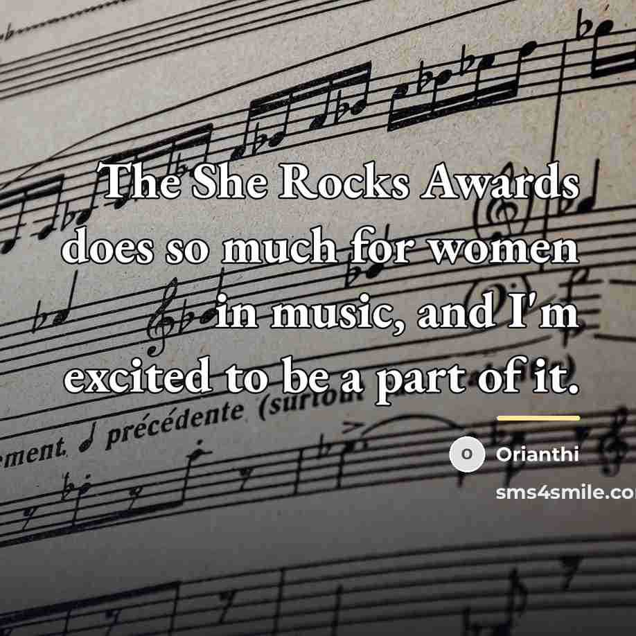 “The She Rocks Awards does so much for women in…” quote by Orianthi