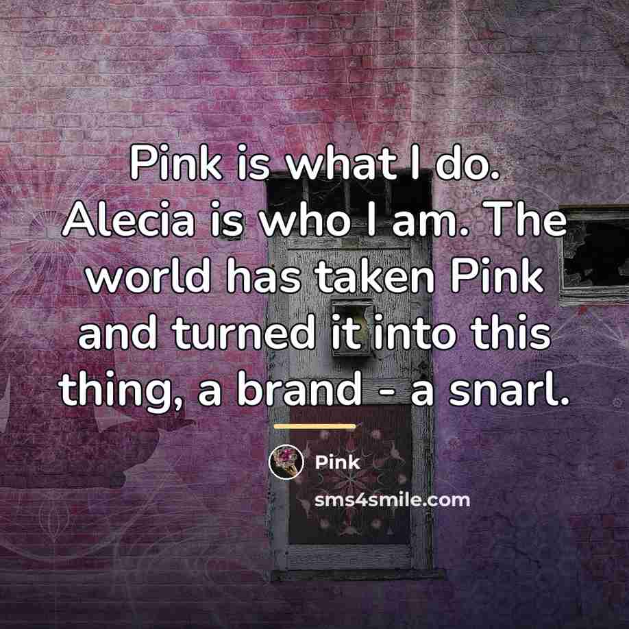 “Pink is what I do. Alecia is who I am.…” quote by Pink