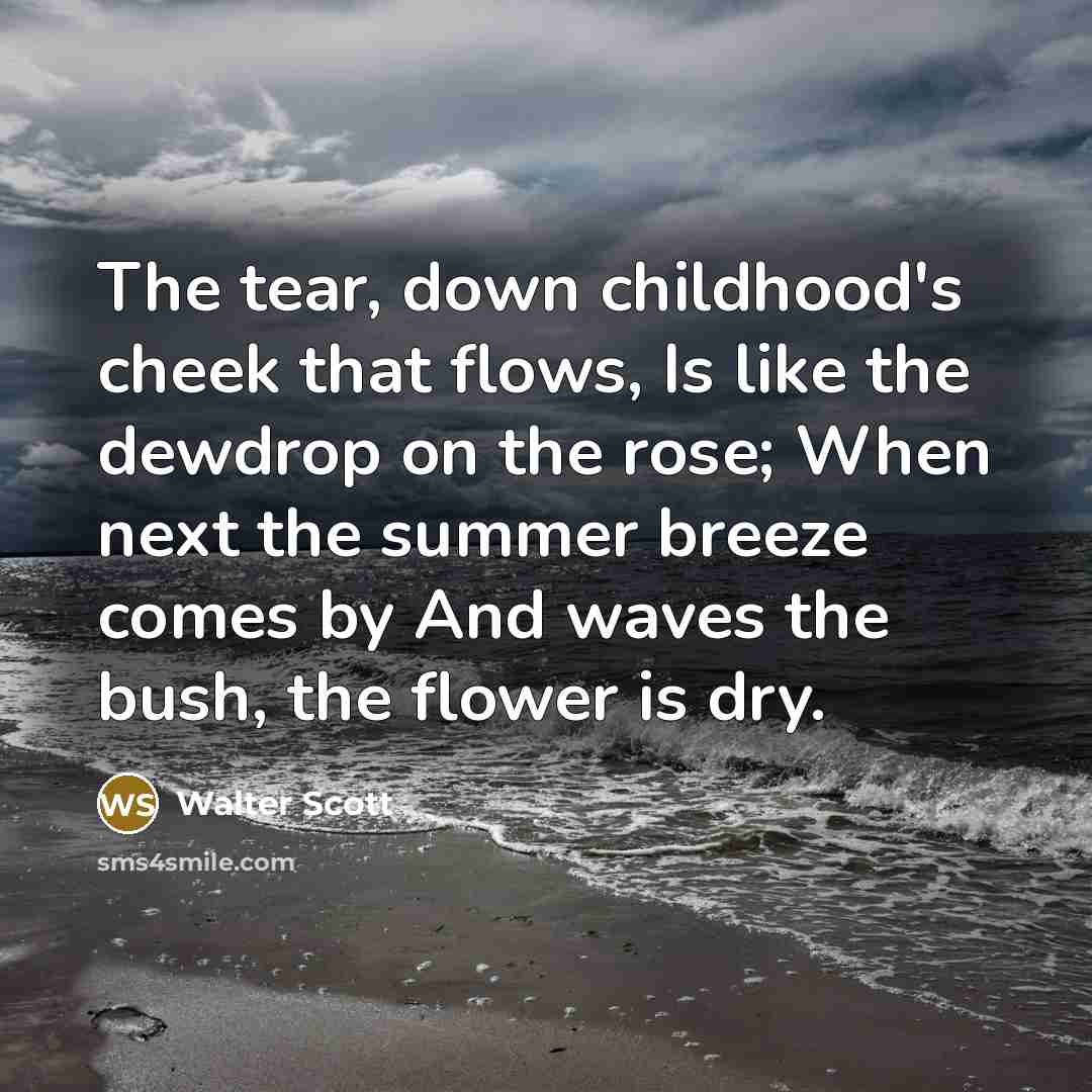 “The tear, down childhood's cheek that flows, Is like the…” quote by Walter Scott