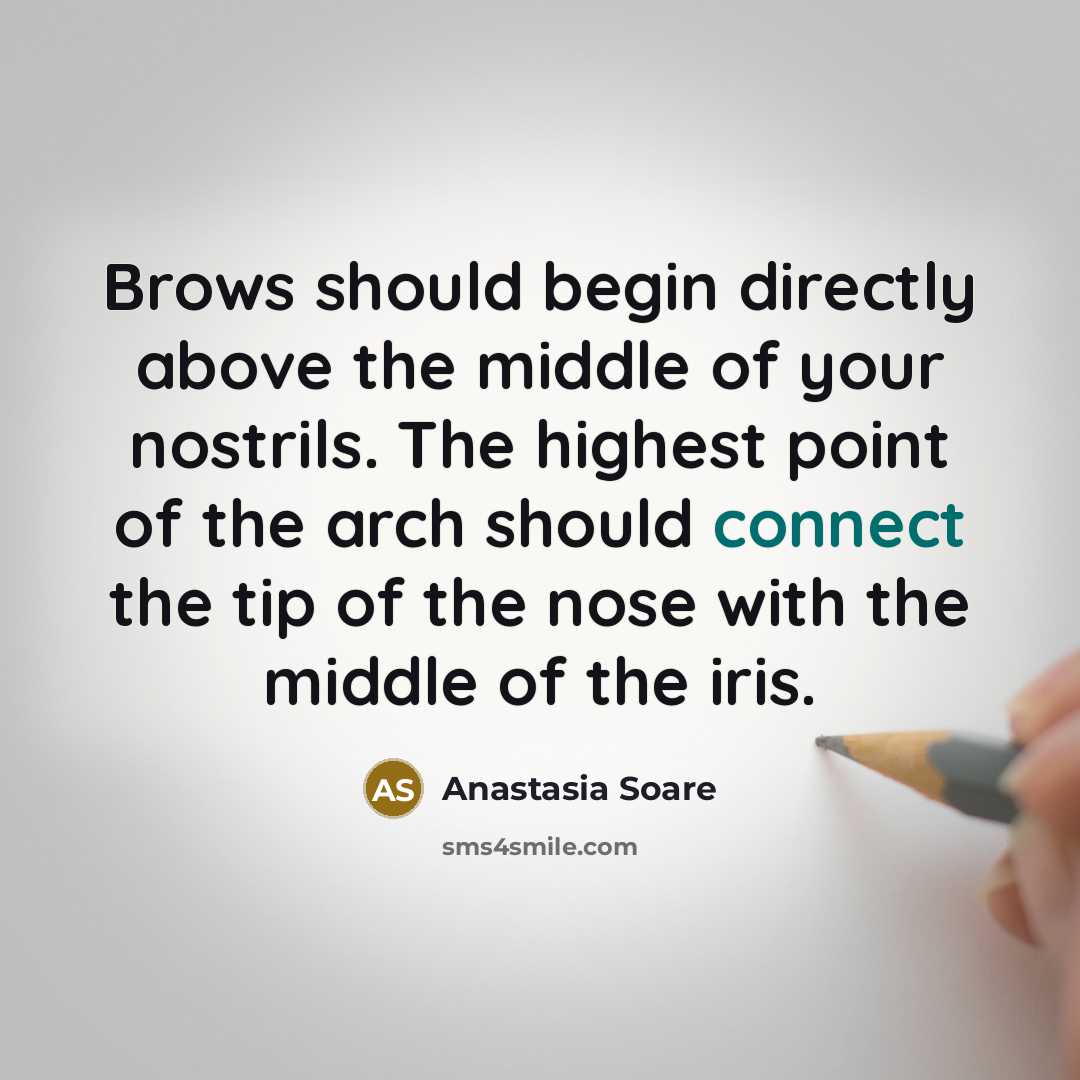 “Brows should begin directly above the middle of your nostrils.…” quote by Anastasia Soare