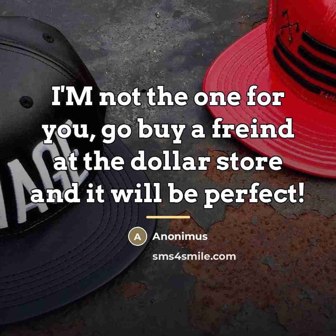 “I'M not the one for you, go buy a freind…” quote by Anonimus
