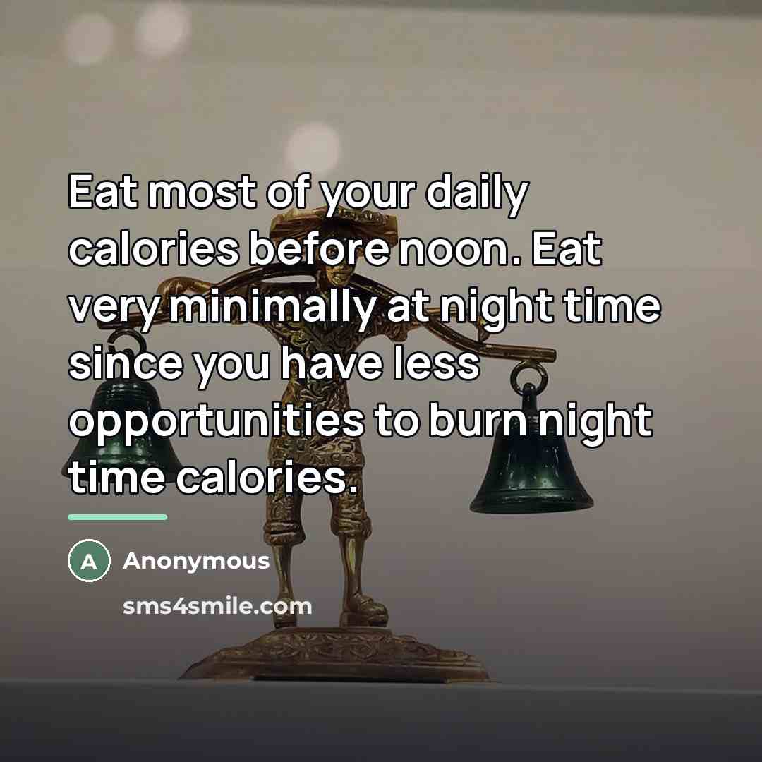 “Eat most of your daily calories before noon. Eat very…” quote by Anonymous