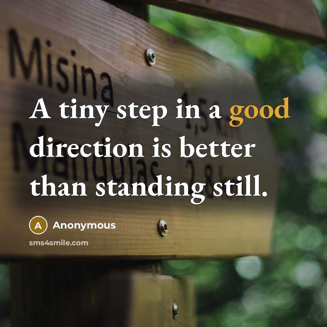 “A tiny step in a good direction is better than standing still.” quote by Anonymous