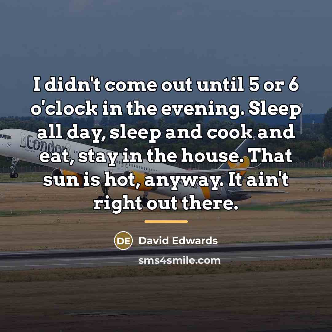 “I didn't come out until 5 or 6 o'clock in…” quote by David Edwards