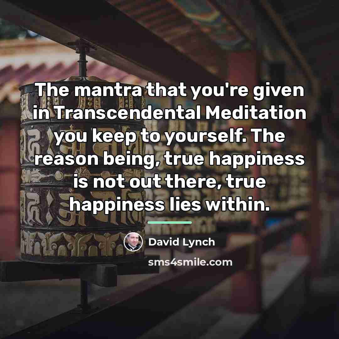 “The mantra that you're given in Transcendental Meditation you keep…” quote by David Lynch