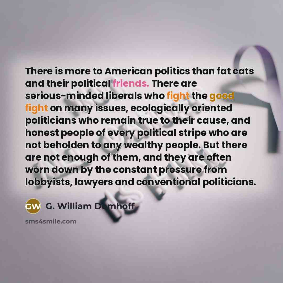 “There is more to American politics than fat cats and…” quote by G. William Domhoff
