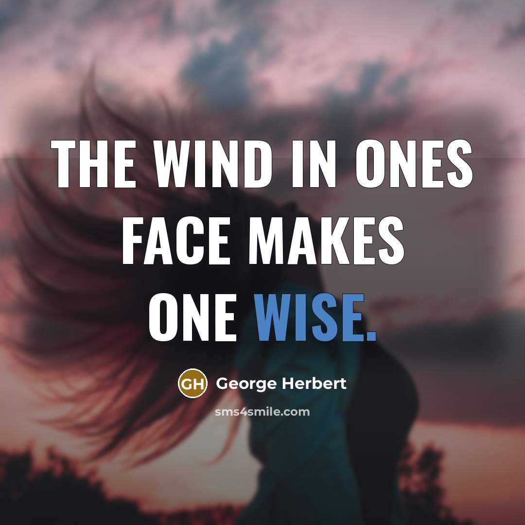 “The wind in ones face makes one wise.” quote by George Herbert