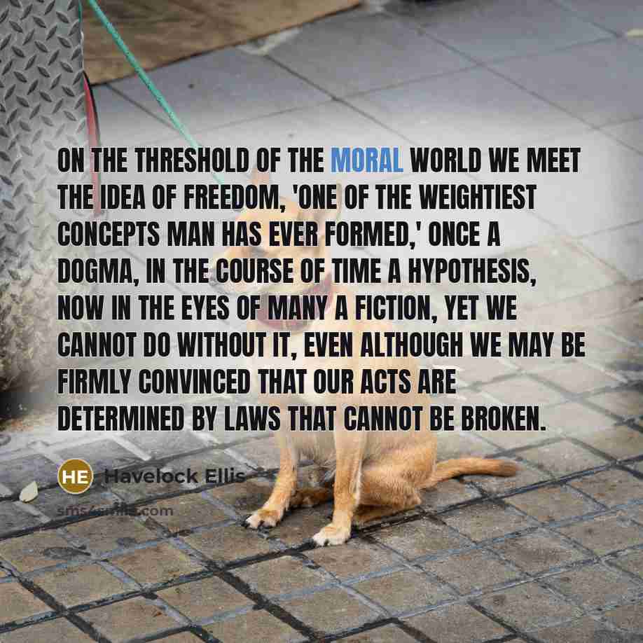 “On the threshold of the moral world we meet the…” quote by Havelock Ellis
