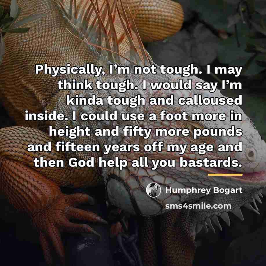 “Physically, I’m not tough. I may think tough. I would…” quote by Humphrey Bogart