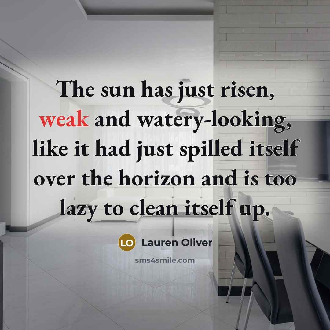 “The sun has just risen, weak and watery-looking, like it…” quote by Lauren Oliver