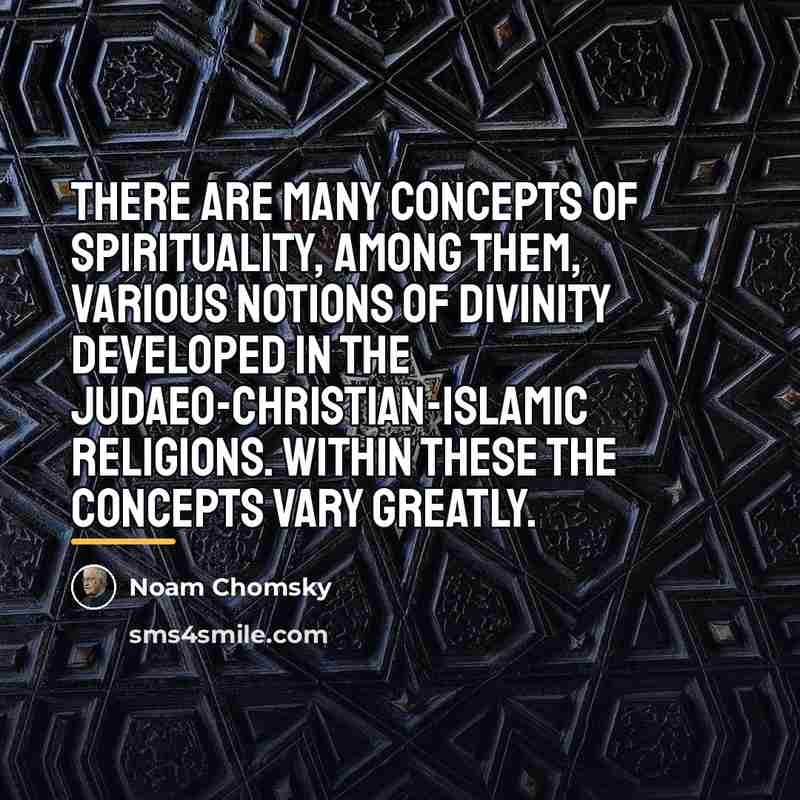“There are many concepts of spirituality, among them, various notions…” quote by Noam Chomsky