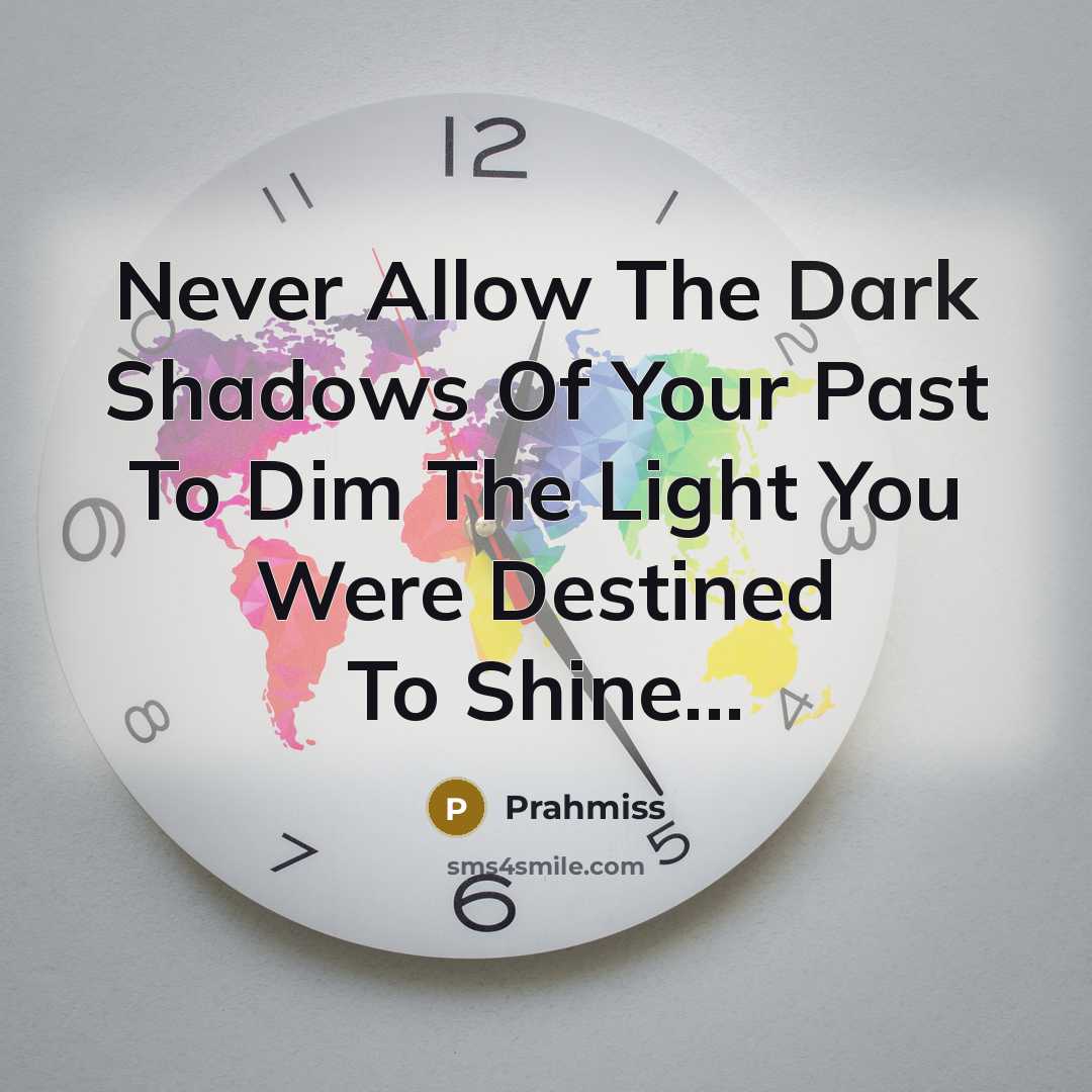 “Never Allow The Dark Shadows Of Your Past To Dim The Light You Were Destined To Shine...” quote by Prahmiss