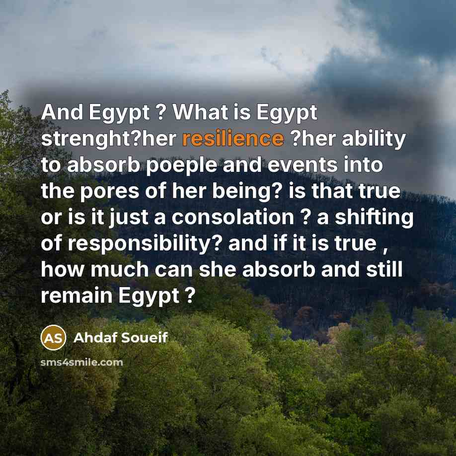 “And Egypt ? What is Egypt strenght?her resilience ?her ability…” quote by Ahdaf Soueif