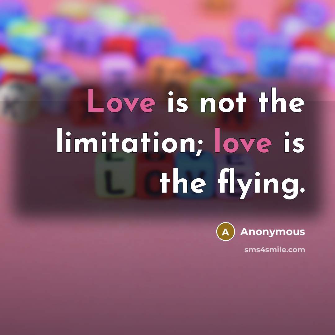 “Love is not the limitation; love is the flying.…” quote by Anonymous