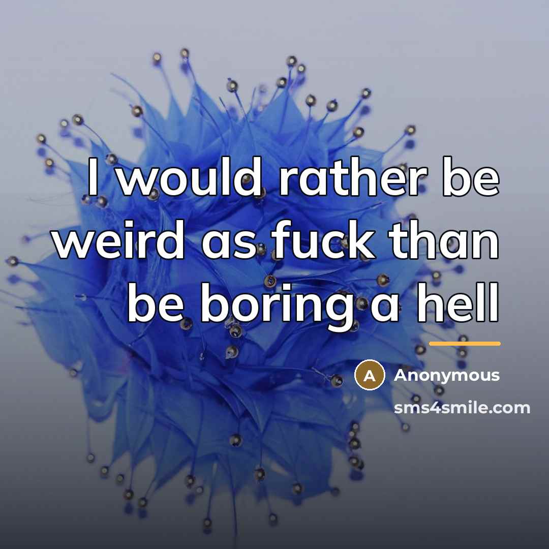 “I would rather be weird as fuck than be boring…” quote by Anonymous