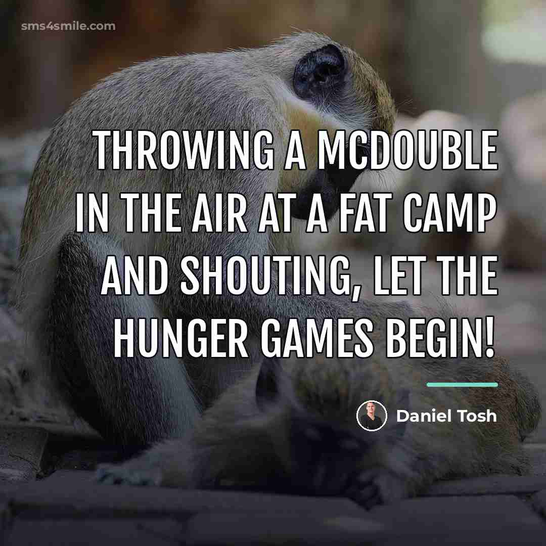 “Throwing a McDouble in the air at a fat camp…” quote by Daniel Tosh