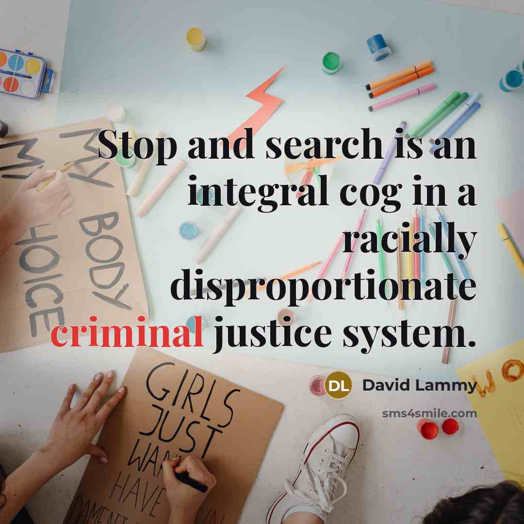 “Stop and search is an integral cog in a racially…” quote by David Lammy