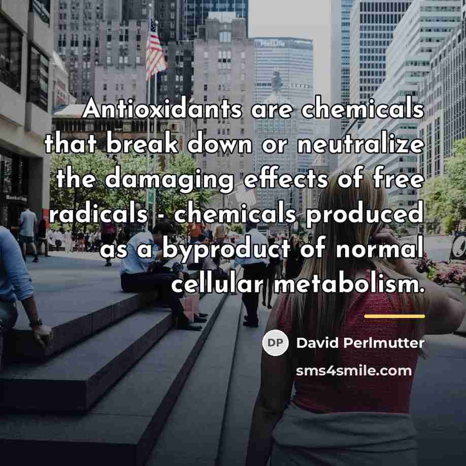 “Antioxidants are chemicals that break down or neutralize the damaging…” quote by David Perlmutter