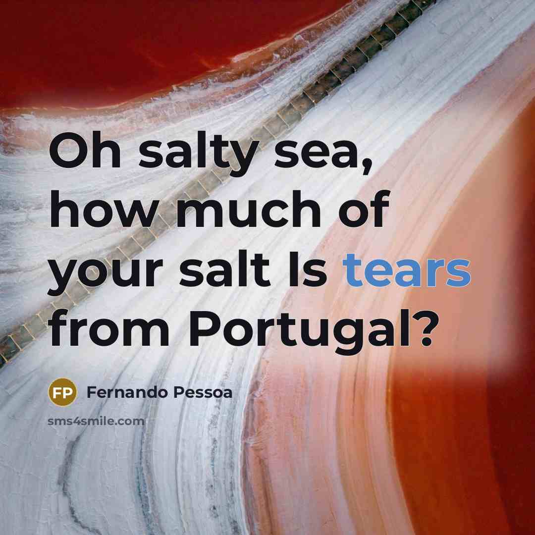 “Oh salty sea, how much of your salt Is tears…” quote by Fernando Pessoa
